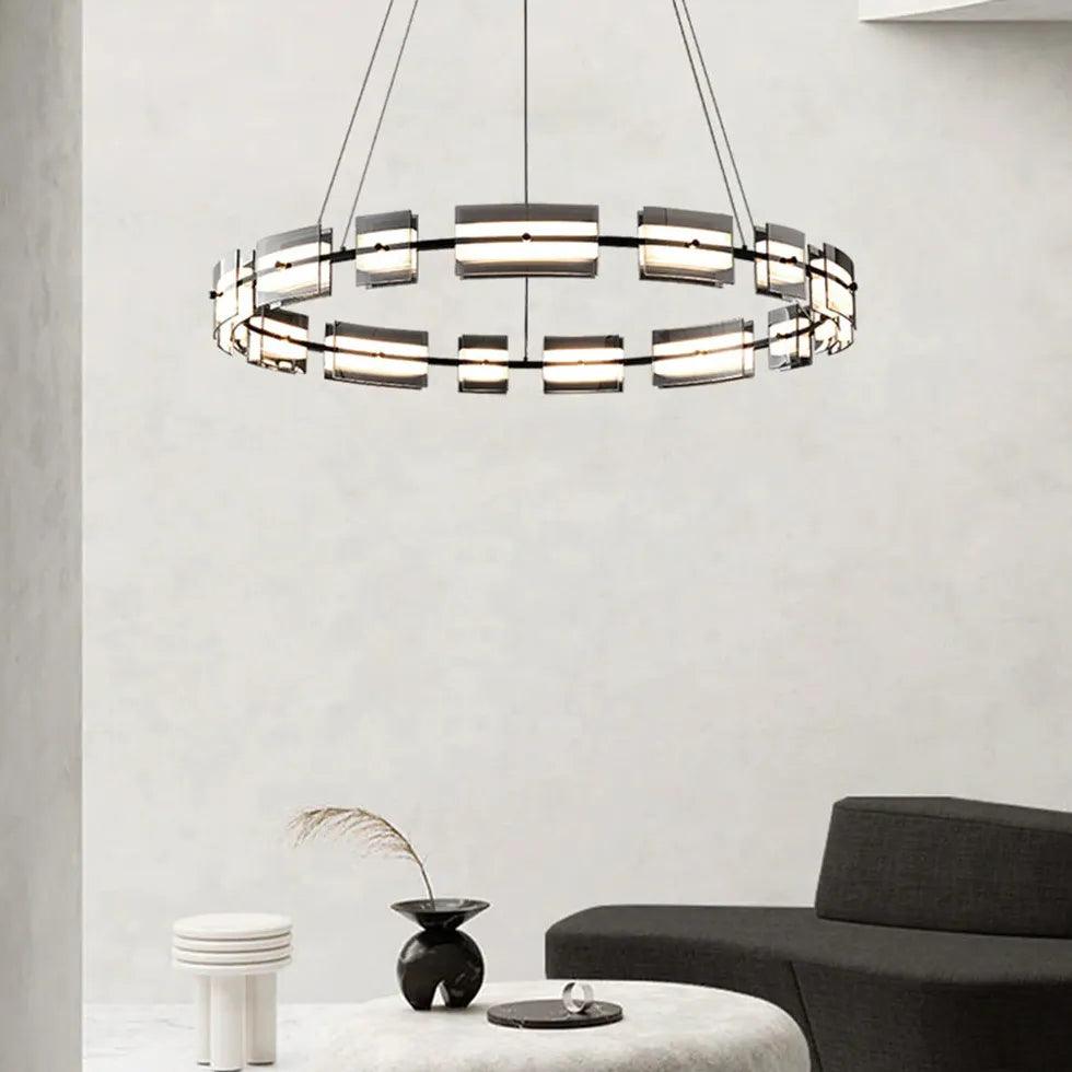 Luxury Multi-Rectangular Round Glass Pendant Lights