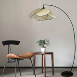 Rattan Petal Modern Arc Floor Lamp