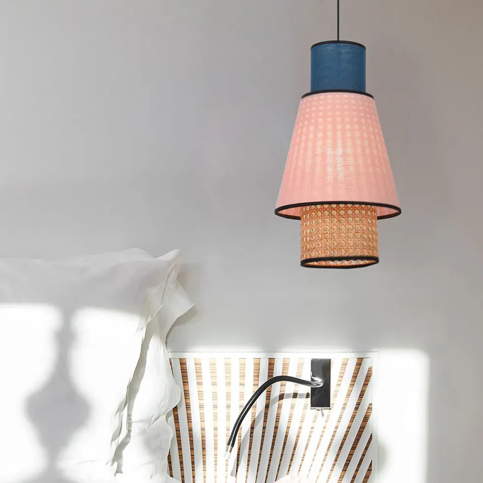 Multi-Layer Conical Colorful Rattan Pendant Light