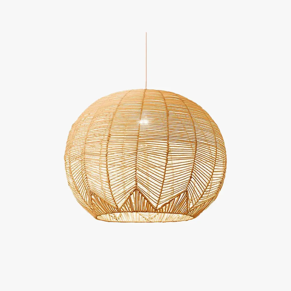 Woven Rattan Spherical Mesh Pendant Light