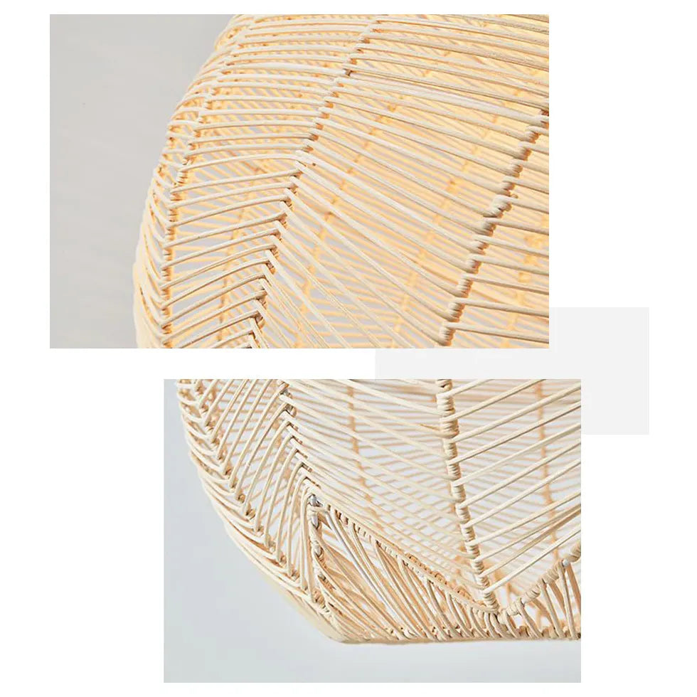 Woven Rattan Spherical Mesh Pendant Light