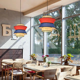 Multi-Layer Colorful Rattan and PVC Pendant Light