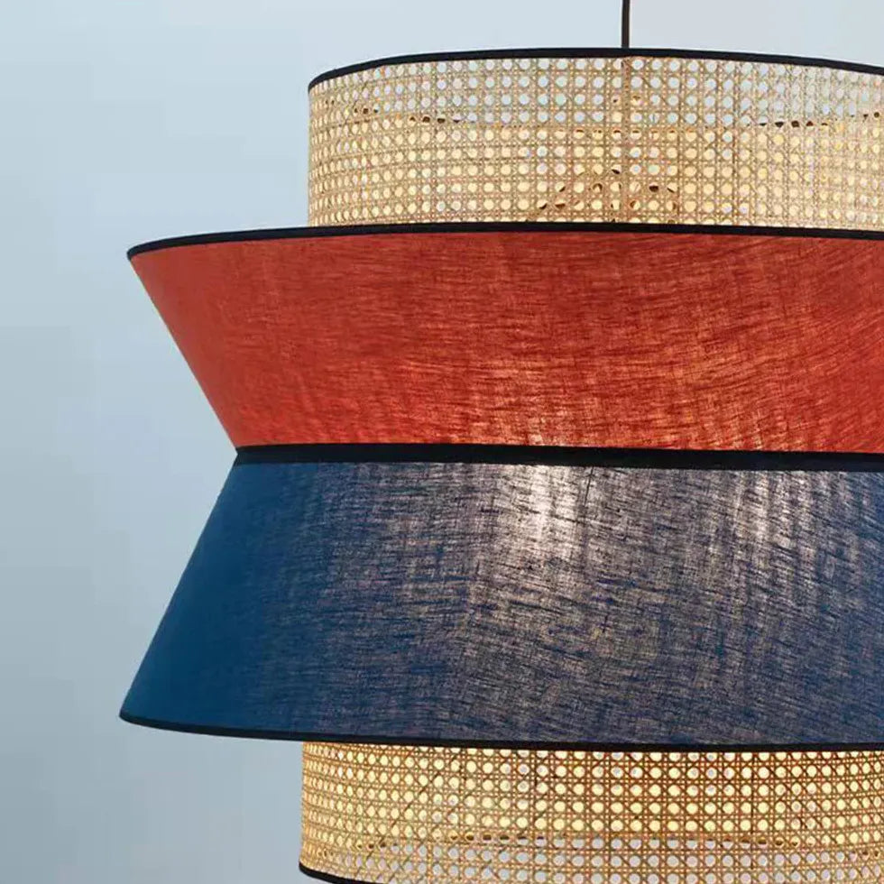 Multi-Layer Colorful Rattan and PVC Pendant Light