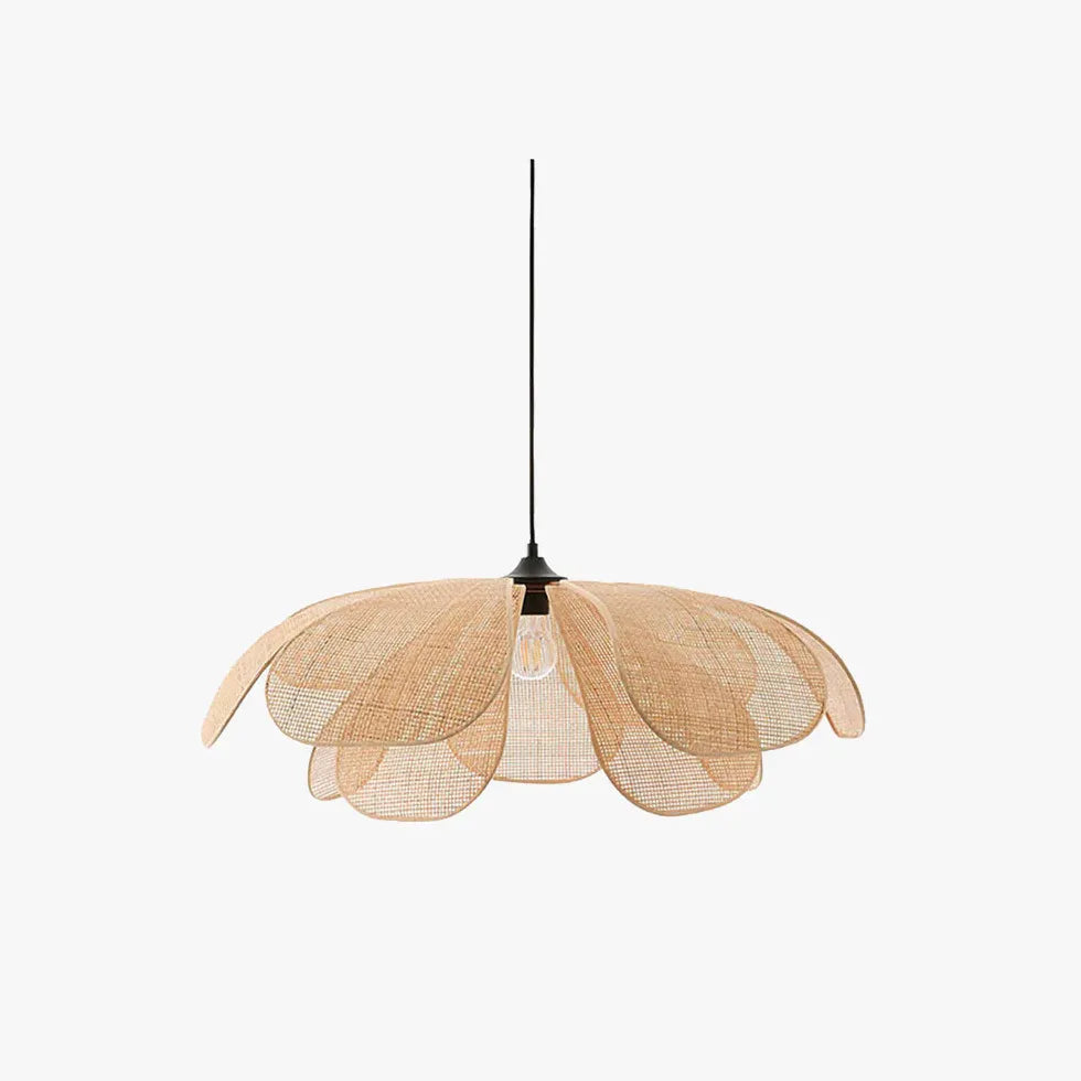 Rattan Multi-Petal Translucent Pendant Light