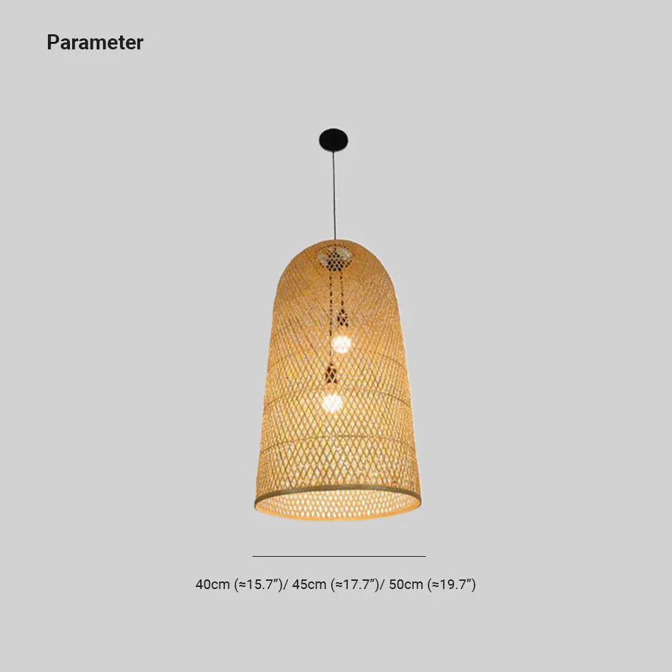 Woven Rattan Mesh Bell-Shaped Pendant Light