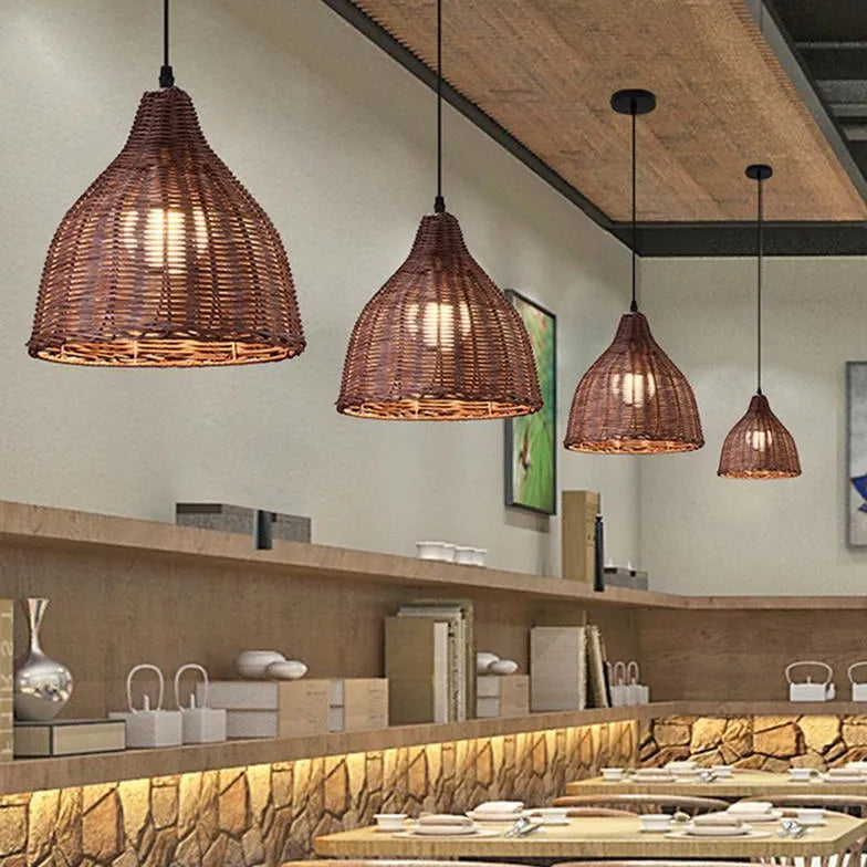 Natural Barrel Kitchen Rattan Pendant Light