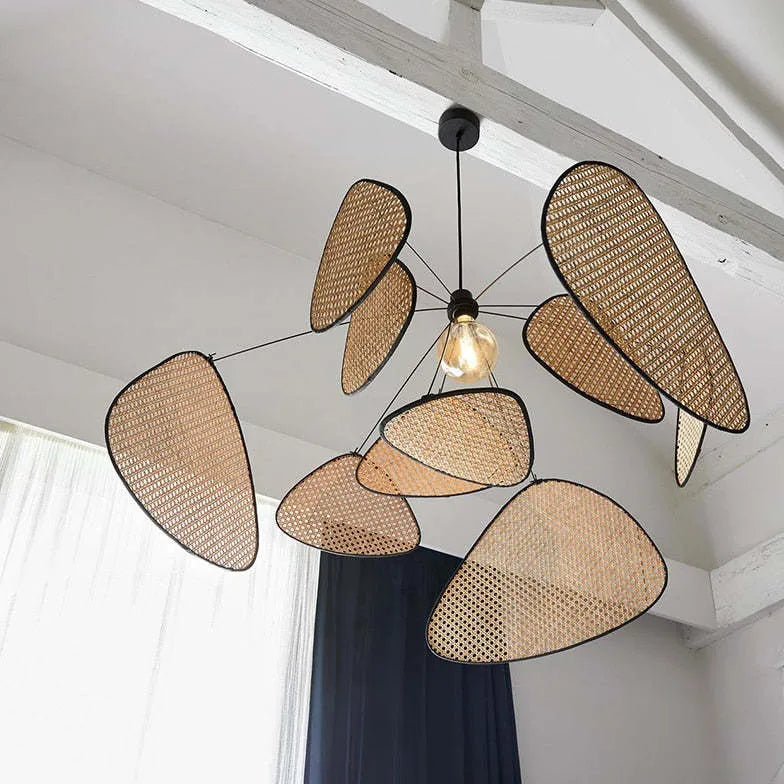 Radial Irregular Rattan Sheet Pendant Light