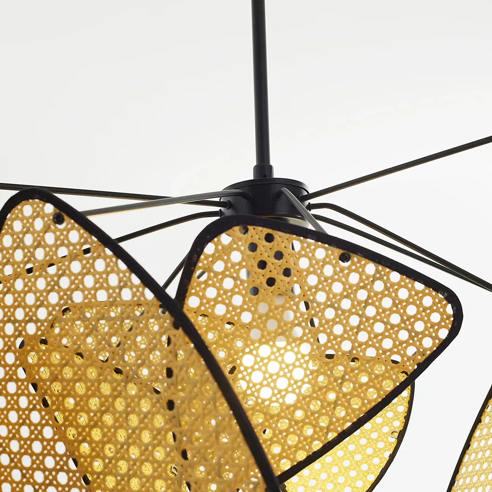 Radial Irregular Rattan Sheet Pendant Light