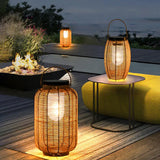 Solar Imitation Rattan Lanterns Outdoor Floor Lamps