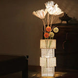 White Retro Rattan Woven Floor Lamp