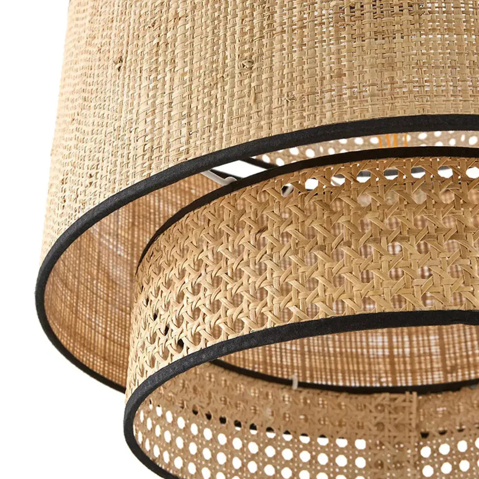 Multi Level Cylinder Rattan Vintage Pendant Light