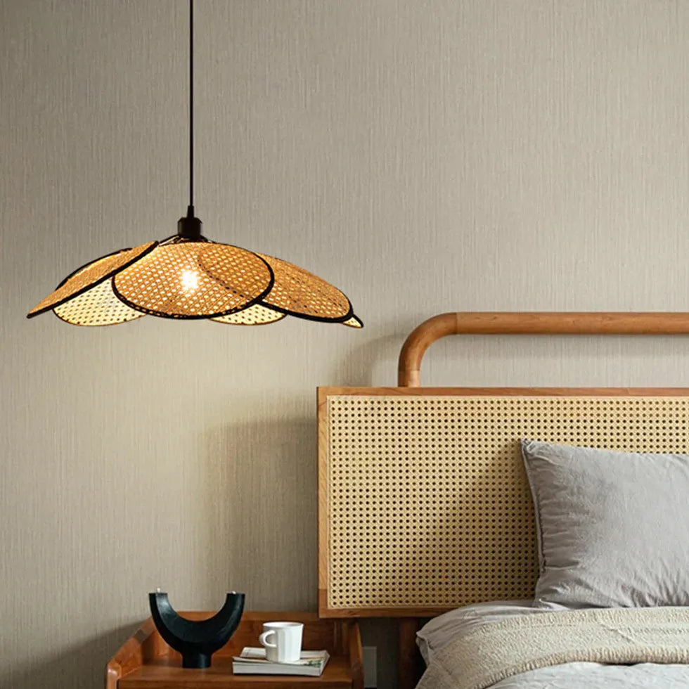 Porous Petals Bedroom Rattan Pendant Light