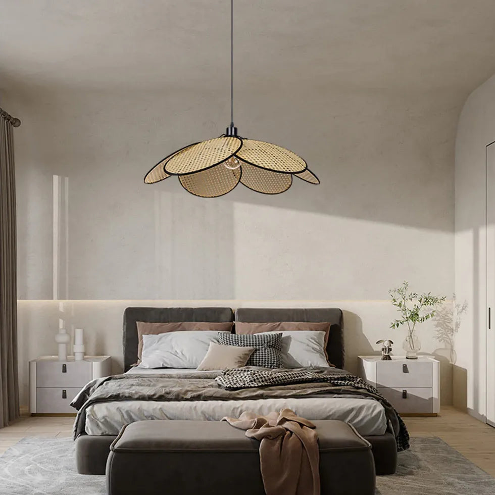 Porous Petals Bedroom Rattan Pendant Light