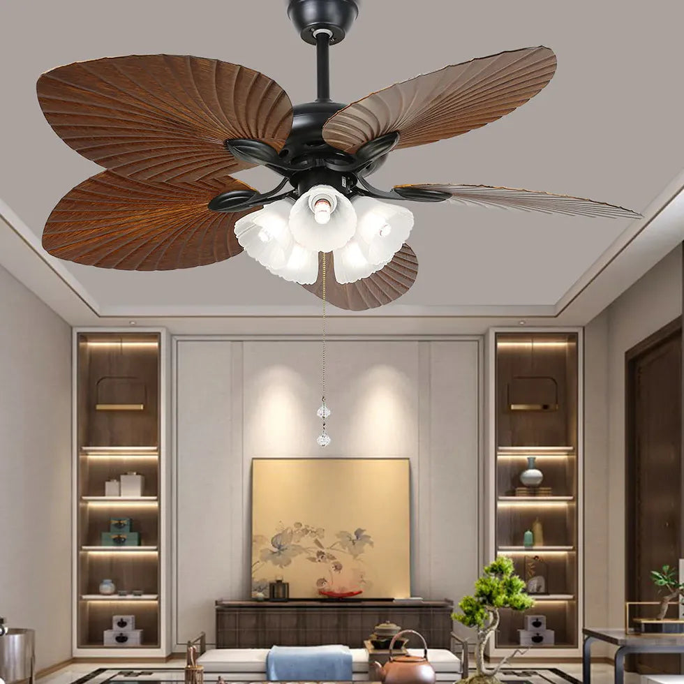 Plant Leaf Design Vintage Living Room Fan Light