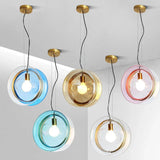 Round Colorful Glass Modern Pendant Light