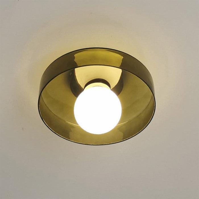Nordic Green Glass Flush Mount Ceiling Light for Bedroom