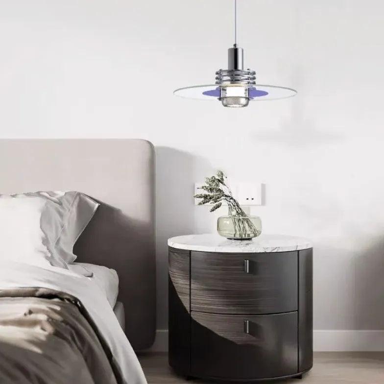 Round Transparent Glass Panel Modern Pendant Light - Clowas