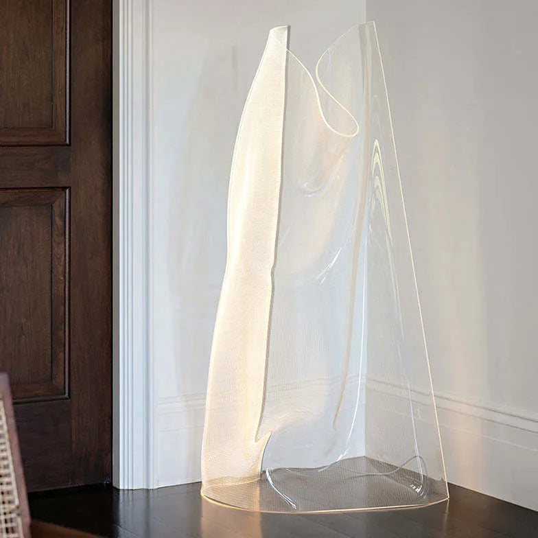 Acrylic Transparent Flowing Fabric Design Floor Lamp