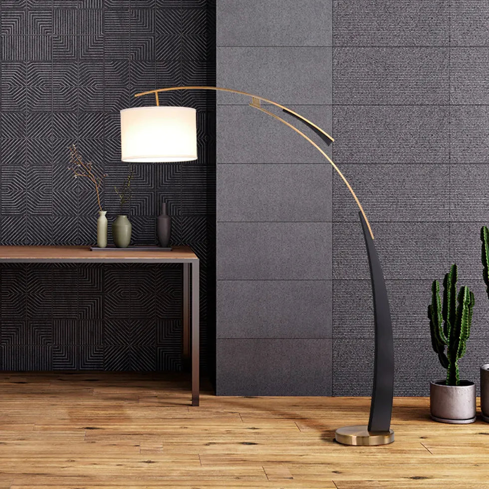 White Cylindrical Modern Arched Floor Lamp