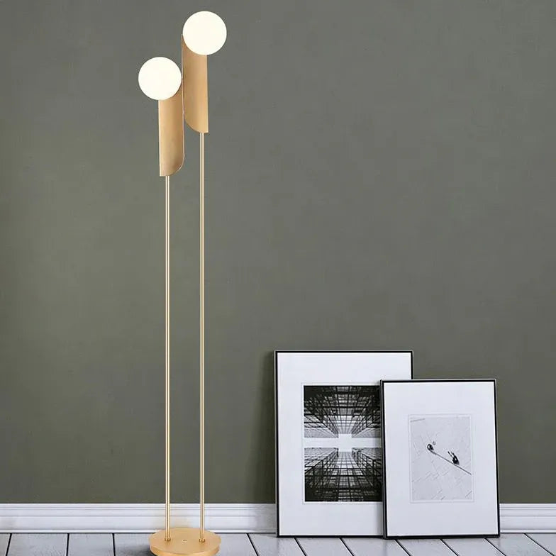 Two-Headed Glass Sphere Modern Floor Lamp