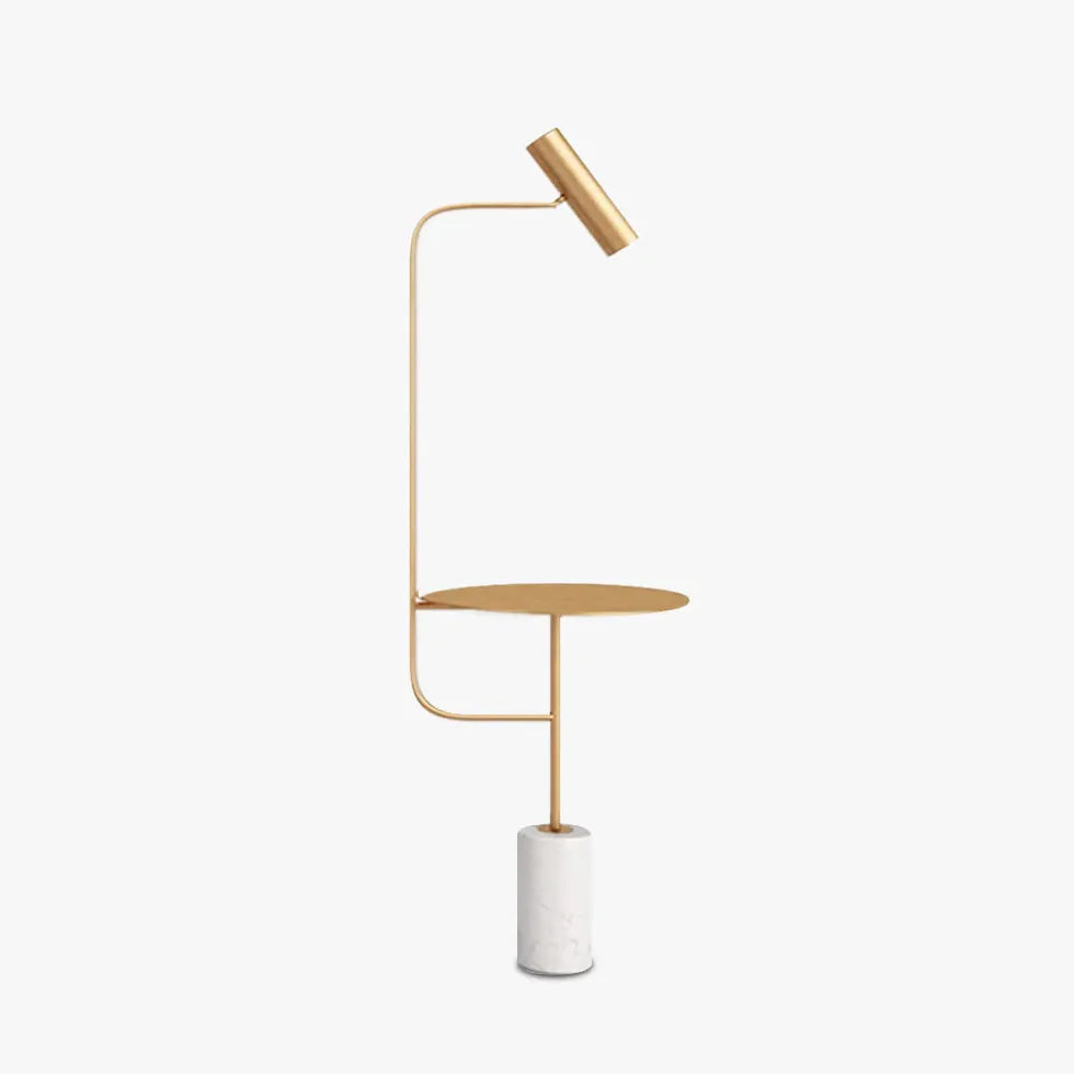 Minimalist Gold Floor Lamp with Table