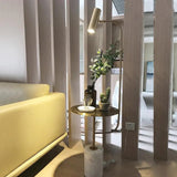 Minimalist Gold Floor Lamp with Table