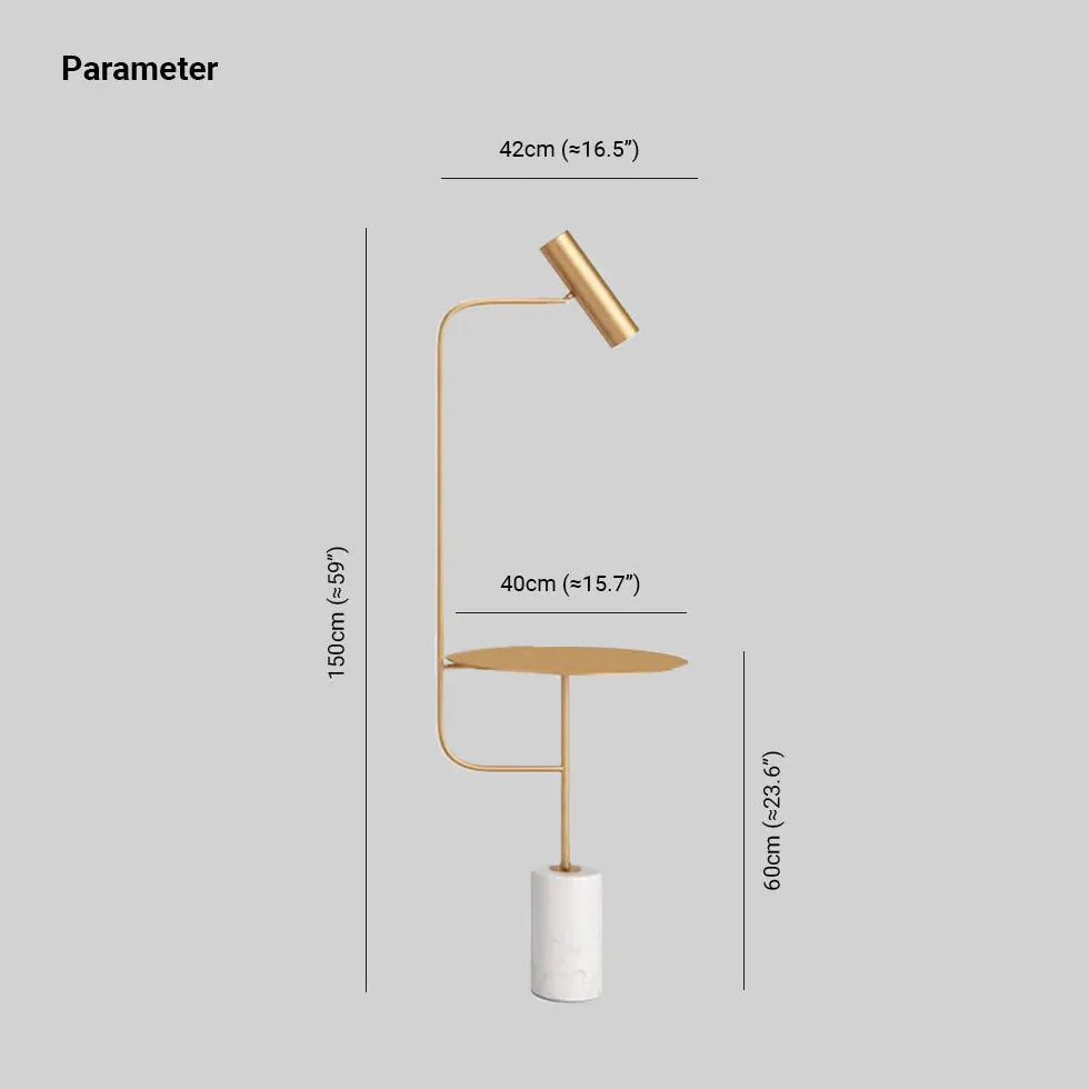 Minimalist Gold Floor Lamp with Table