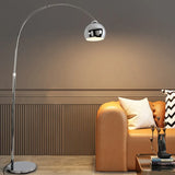 Silver Sphere Modern Arc Floor Lamp