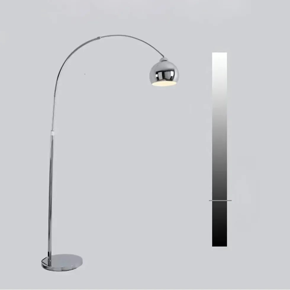 Silver Sphere Modern Arc Floor Lamp