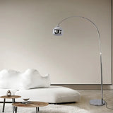 Silver Sphere Modern Arc Floor Lamp