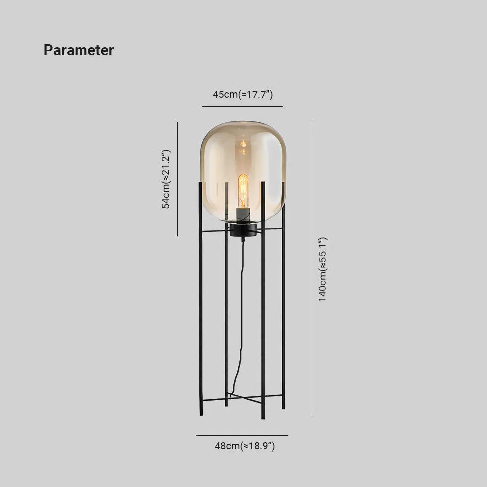 Glass Semi-Transparent Square Base Modern Floor Lamp