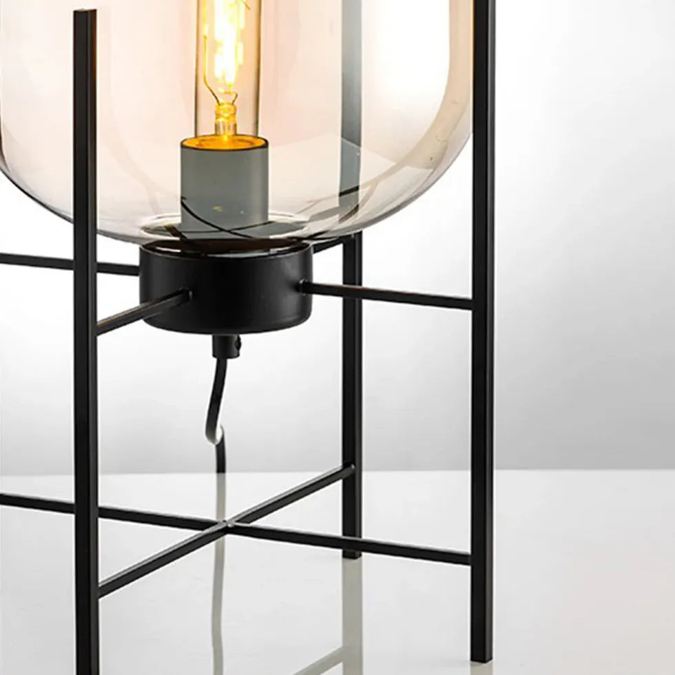 Glass Semi-Transparent Square Base Modern Floor Lamp