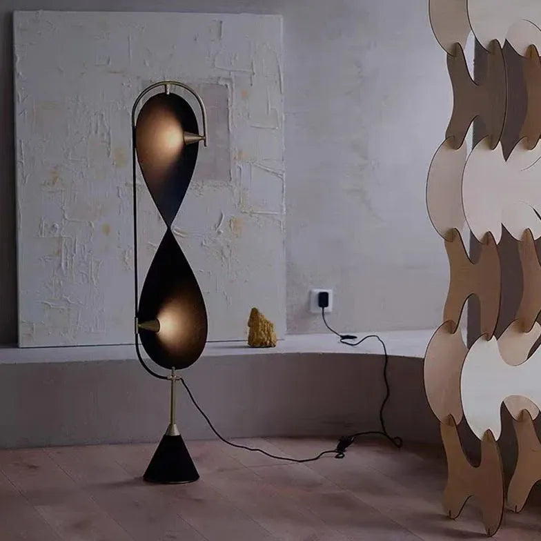 Black Unique Double-Curve Design Floor Lamp