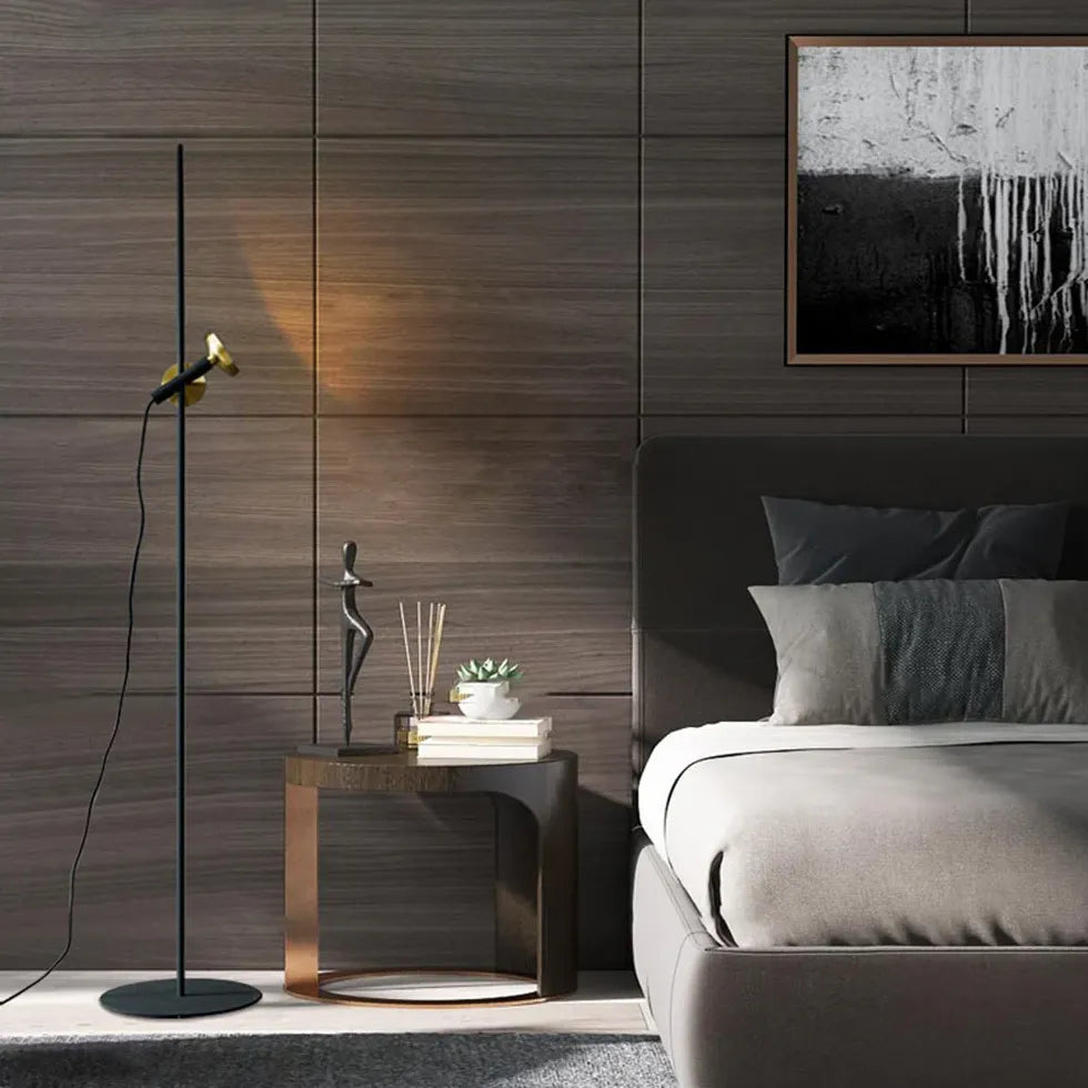 Black Straight Minimalist Adjustable Floor Lamp