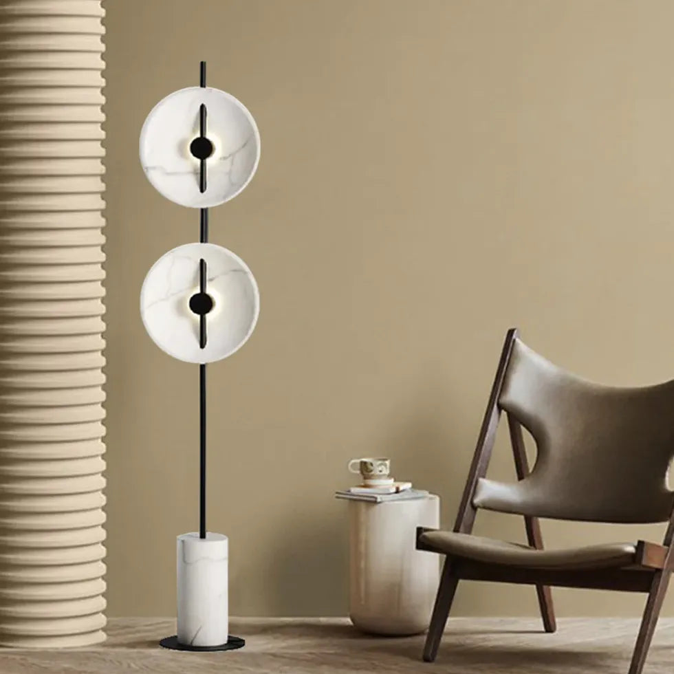 White Disc Textured Floor Lamp