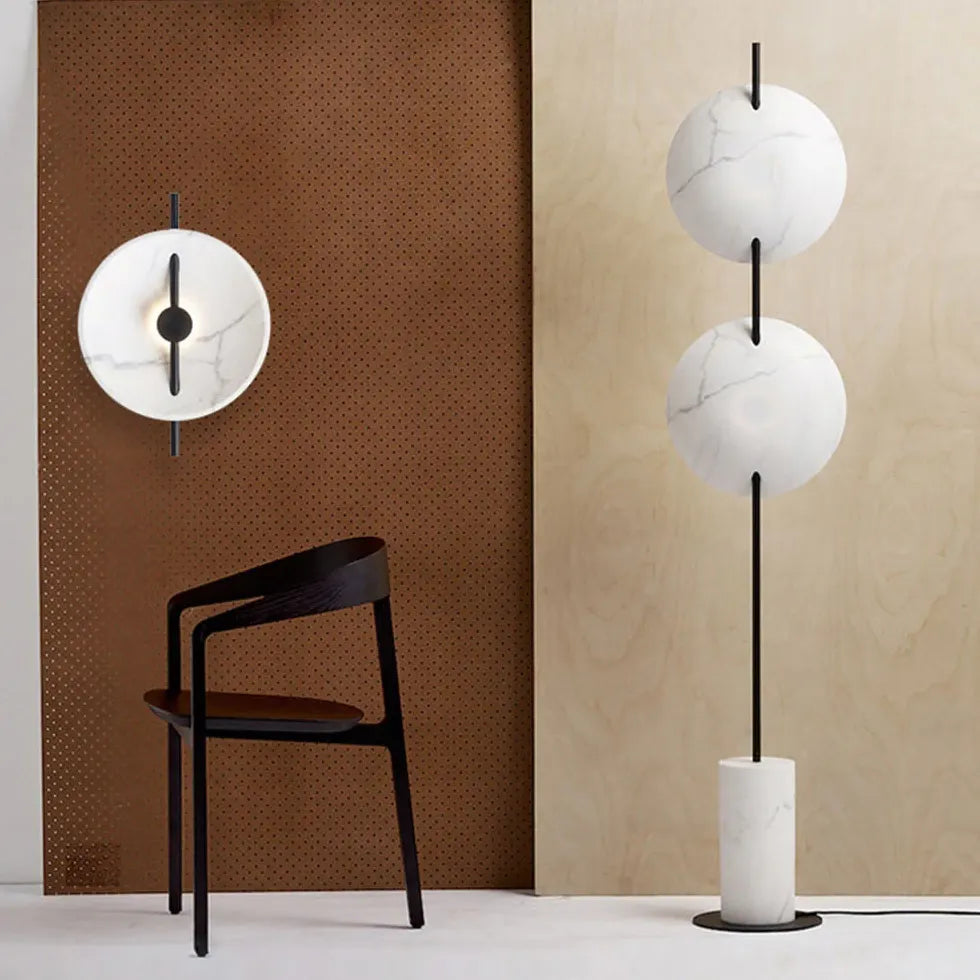 White Disc Textured Floor Lamp