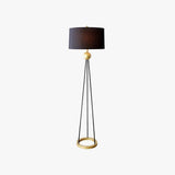 Black Brown Cylindrical Tripod Modern Floor Lamp