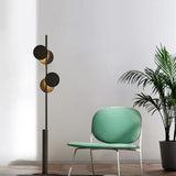 Two-Light Black Matte Disc Floor Lamp