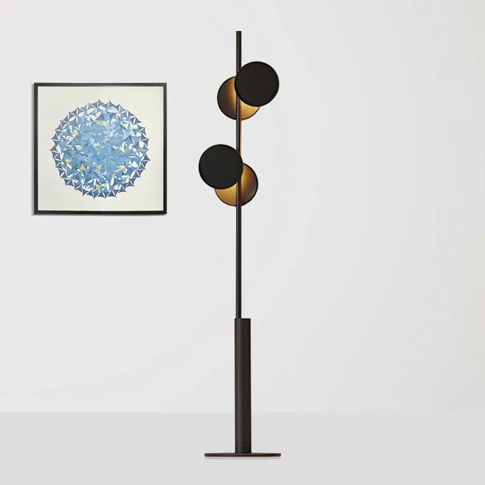 Two-Light Black Matte Disc Floor Lamp