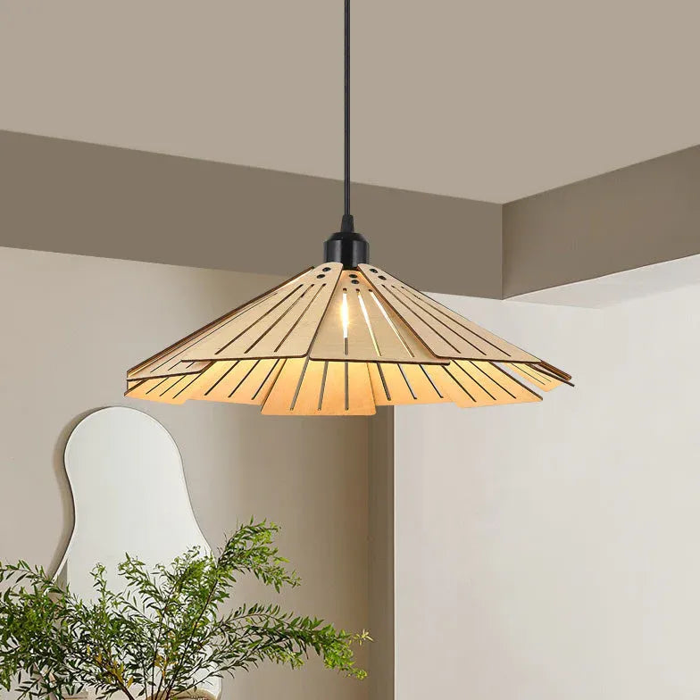 Iron Umbrella Kitchen Wooden Pendant Light