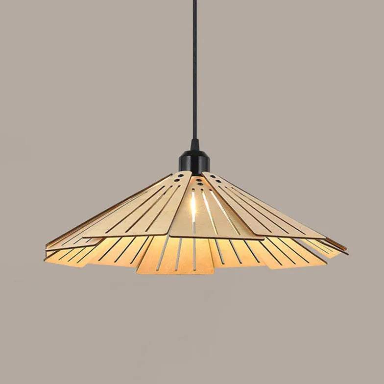 Iron Umbrella Kitchen Wooden Pendant Light