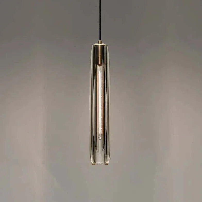 Long cylindrical glass modern pendant lights