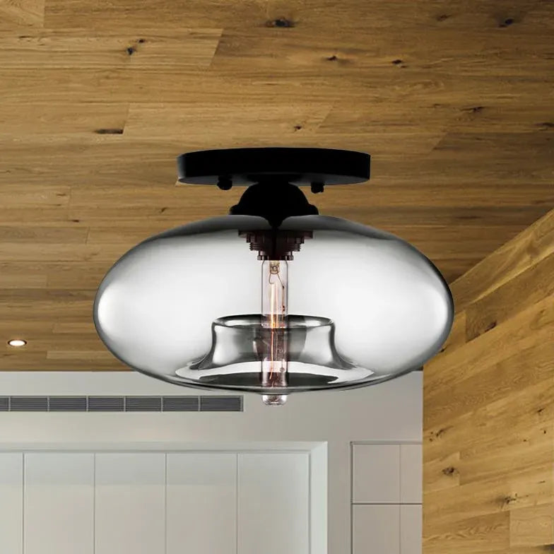 Flat Sphere Glass Modern Ceiling Light