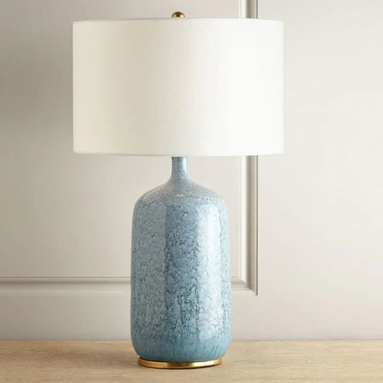 Blue Bottle-Shaped White Cylinder Modern Table Lamp