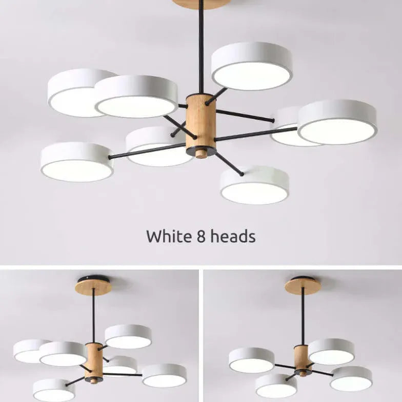 Round Plate Multi-Head Radiating Chandelier for Living Room