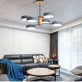 Round Plate Multi-Head Radiating Chandelier for Living Room