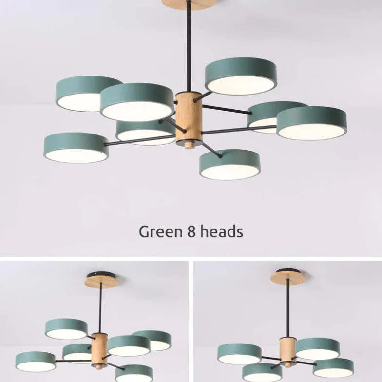 Round Plate Multi-Head Radiating Chandelier for Living Room