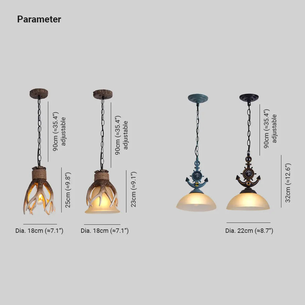 Glass Shade Hanging Chain Pendant Light