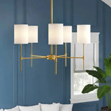 Cylindrical White Shade Modern Chandelier