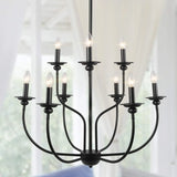 Multi-Head Candle Design Black Chandelier